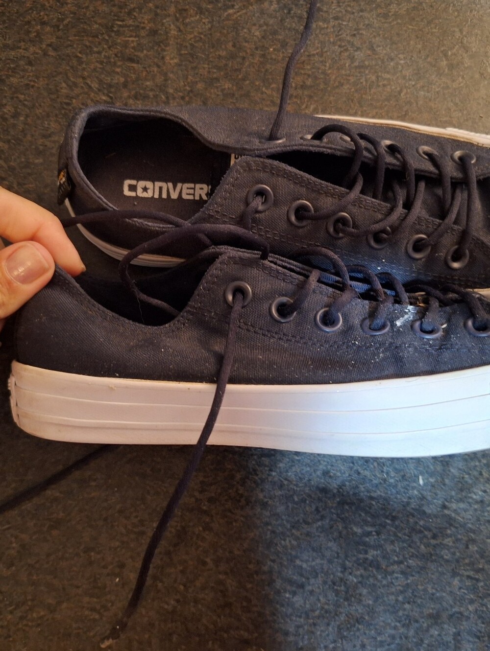 Converse Blue Canvas Low-Top Sneakers with White Platform